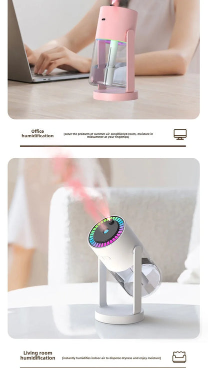 Air Humidifier Portable Humidifier with Rotating Mist & Starry Light USB Car Humidifier Smart Humidifier for Home Office Travel
