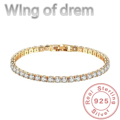 Dazzling 925 Sterling Silver Tennis Bracelet Rose Gold Shining Cubic Zirconia Bracelet Wedding Jewelry Gift.