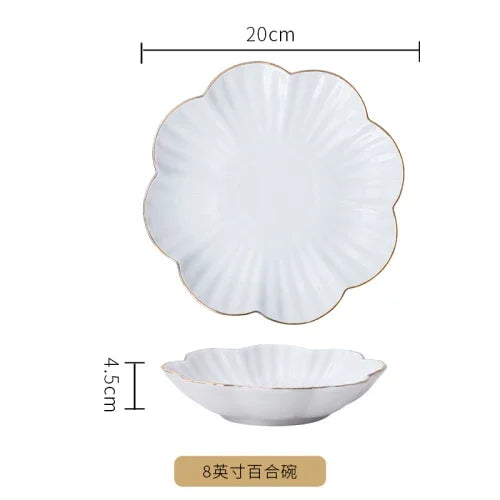 European Golden edged ceramic plate creative home serving plate special-shaped ceramic cutlery dinner plates fruit snack plates