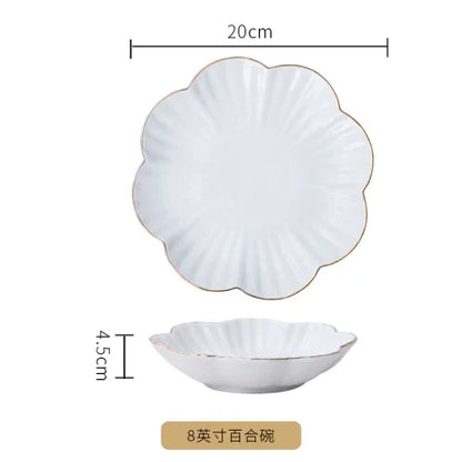 European Golden edged ceramic plate creative home serving plate special-shaped ceramic cutlery dinner plates fruit snack plates