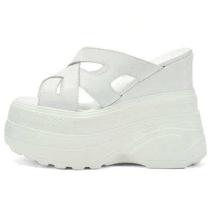 Plus Size 46 47 Gladiator Sandals Women Size 45 Genuine Leather Wedges High Heel Mules Summer Platform Pumps Big Size 44 Shoes.