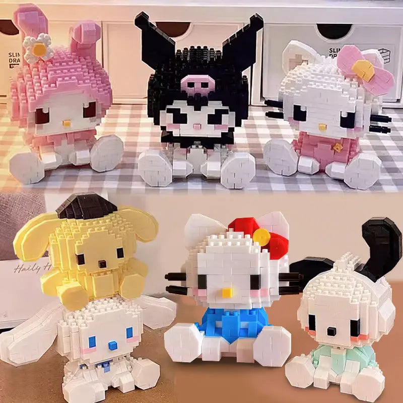 KEEPPLEY Sanrio Anime Hello Kitty My Melody Cinnamoroll Pompompurin Kuromi Building Blocks Girl Kid Holiday Christmas Gift.