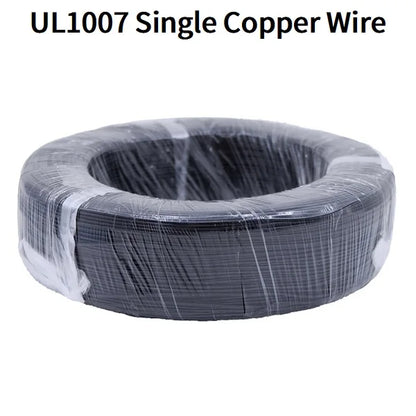 5M/50M Single Core Wire UL1007 PVC Tinned Copper Line 14/16/18/20/22/24/26 AWG Solid Cord LED Line DIY Equipment Electric Cable.