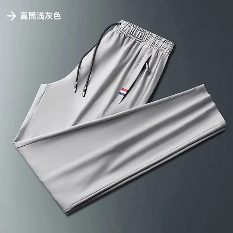 Straight-leg Casual Pants For Men Ice Silk Sports Trousers Youth Fashion Summer 2024 New Arrival Comfortable Loose Fit.