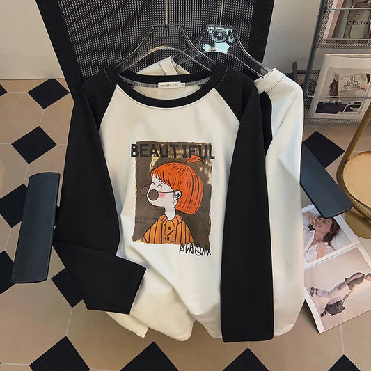 170kg Plus Size Damen Büste Herbst lässig Mode bedruckt Sweatshirt lose Langarm Top 6xl 7xl 8xl 9xl 10xl 11xl