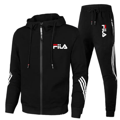 2025 Spring and Autumn Men's sports zipper top + Men's jogging sports basketball and casual fitness outdoor two-piece set.