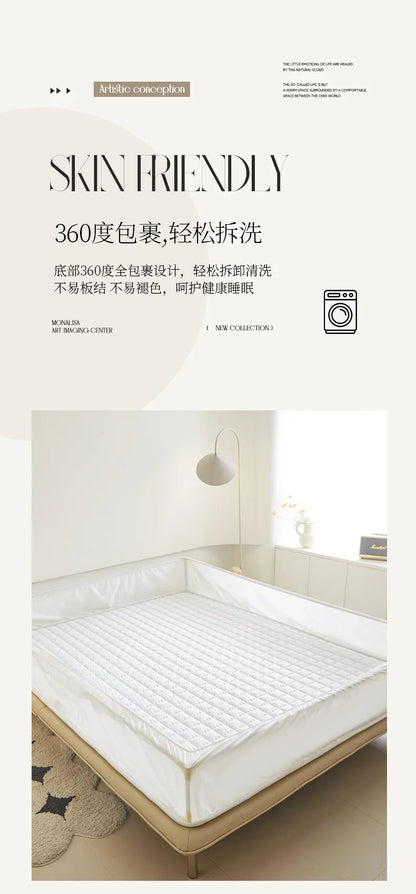 2025 New Thickening Quilted Waterproof Mattress Skin-friendly Slow rebound Cushion Anti-wrinkle Single double size Fitted Mat.