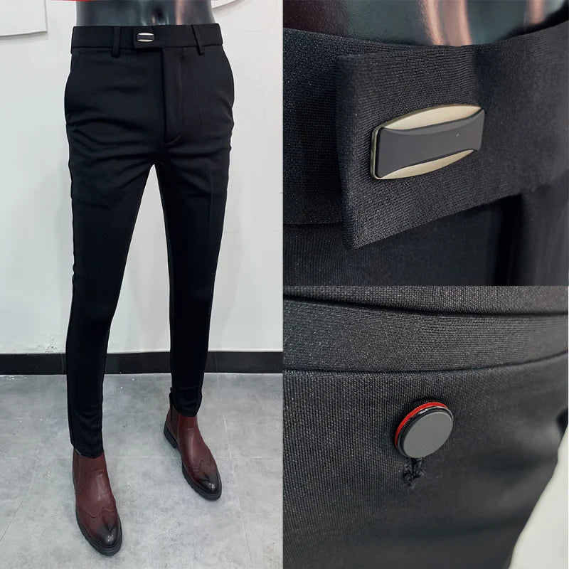 Men Suit Pants Dress Pantalone Hombre Stretch Slim Formal Trousers Calça Masculina Solid Color Casual Pants Fashion Men Clothing.