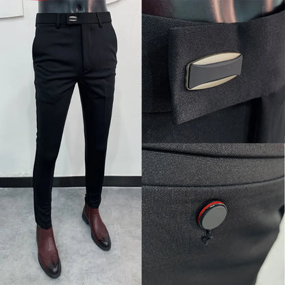 Men Suit Pants Dress Pantalone Hombre Stretch Slim Formal Trousers Calça Masculina Solid Color Casual Pants Fashion Men Clothing.