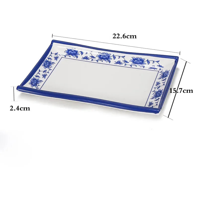 1pc Food Grade Plastic Dinner Plates Chinese Melamine Plastic Is Not Easy To Break Rectangular Plate Restaurant Kitchen Supplies.