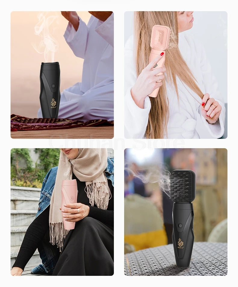 ChuHan Newest Electric USB Portable Incense Burner Muslim Aromatherapy Device Dukhoon Arabic Bakhoor Burner  With Comb Set.