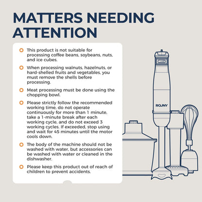 6-in-1 Electric Hand Held Stick Blender Multi-Purpose Immersion Hand Blender,Stainless Steel Blades,Home & Kitchen,MAX 1500W.