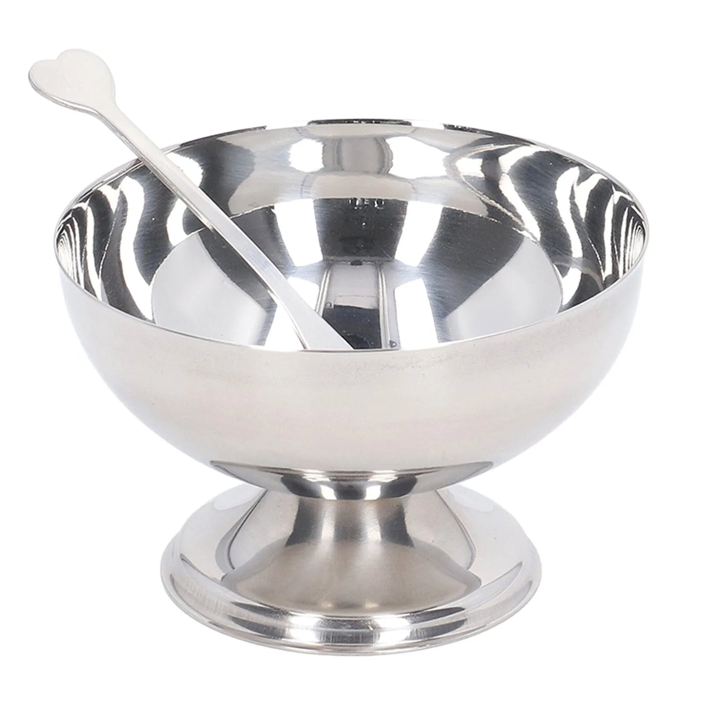 Ice Cream Bowl Stainless Steel Dessert Pudding Bowls Sundae Salad Serving Dip Bowl Trifle Tasting Bowls with Fork for Home Hotel.