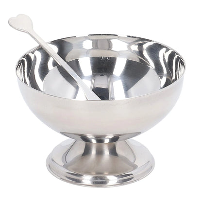 Ice Cream Bowl Stainless Steel Dessert Pudding Bowls Sundae Salad Serving Dip Bowl Trifle Tasting Bowls with Fork for Home Hotel.