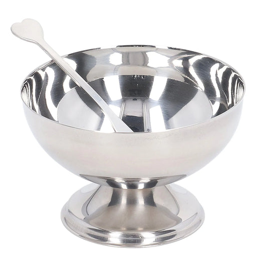 Ice Cream Bowl Stainless Steel Dessert Pudding Bowls Sundae Salad Serving Dip Bowl Trifle Tasting Bowls with Fork for Home Hotel.