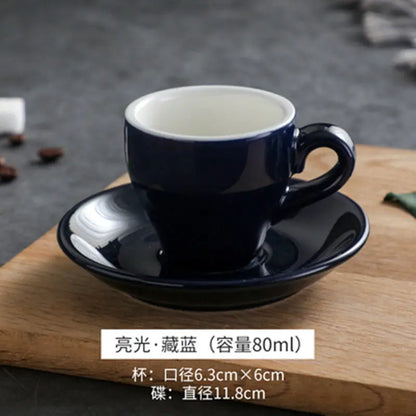 Thickened Ceramic Coffee Cup Set 80ML Italian Espresso Cup Plate Small Cup Colorful with Plate Spoon Drinkware