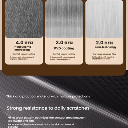 Kitchen Sink Stainless Steel Rice Grain Pattern Multifunctional Wear and Stain Resistant Large Single Slot Wash Dish Basin