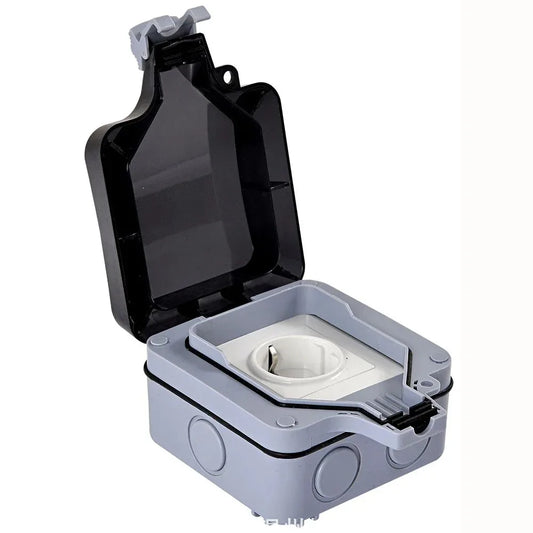 Melery Outdoor-Wandsteckdosen, EU-Stecker, elektrische Steckdosen, IP66, staubdicht, für den Außenbereich, Garten, Masterplug, Rasen.