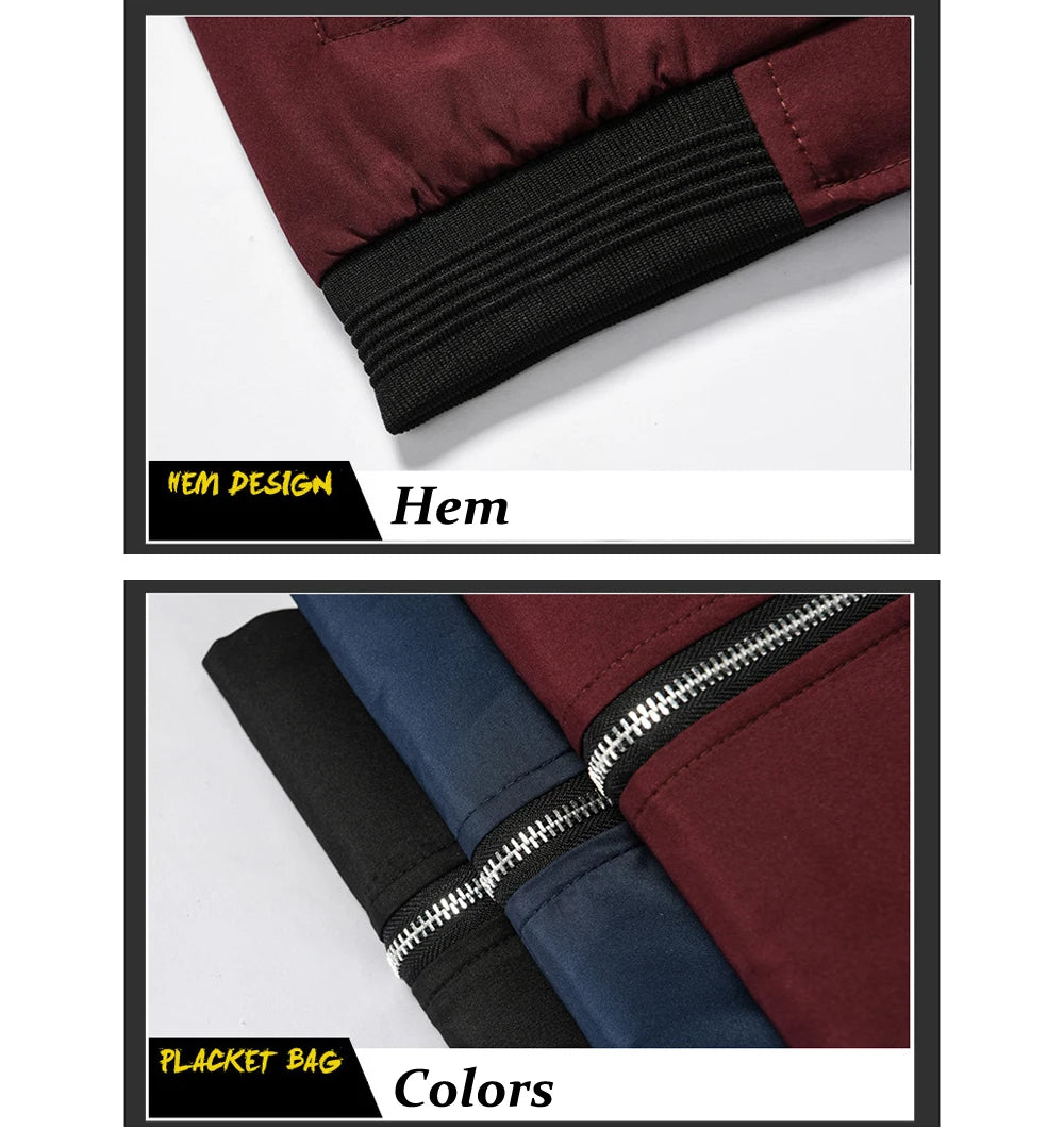 Spring Autumn Men's Bomber Jacket Casual Lightweight Jacket For Men Sports Windbreaker Zip Up Coat with Pockets Clothing.