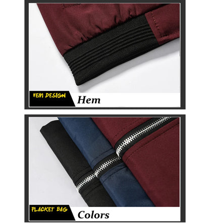 Spring Autumn Men's Bomber Jacket Casual Lightweight Jacket For Men Sports Windbreaker Zip Up Coat with Pockets Clothing.