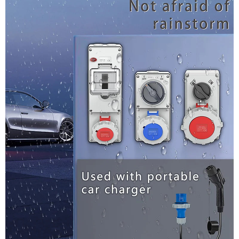 EU-Standard 32A CEE Industriesteckdose MCB-Gehäuse |   3PIN/4PIN/5PIN für Ladestationen für Elektrofahrzeuge (EV)..