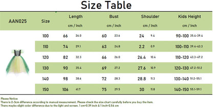 Anna Grünes Kleid Mädchen Spitze Tüll Elegantes Kleid Kinder Bühnenshow Prinzessin Kostüm Kinder Purim Cosplay Kleidung.