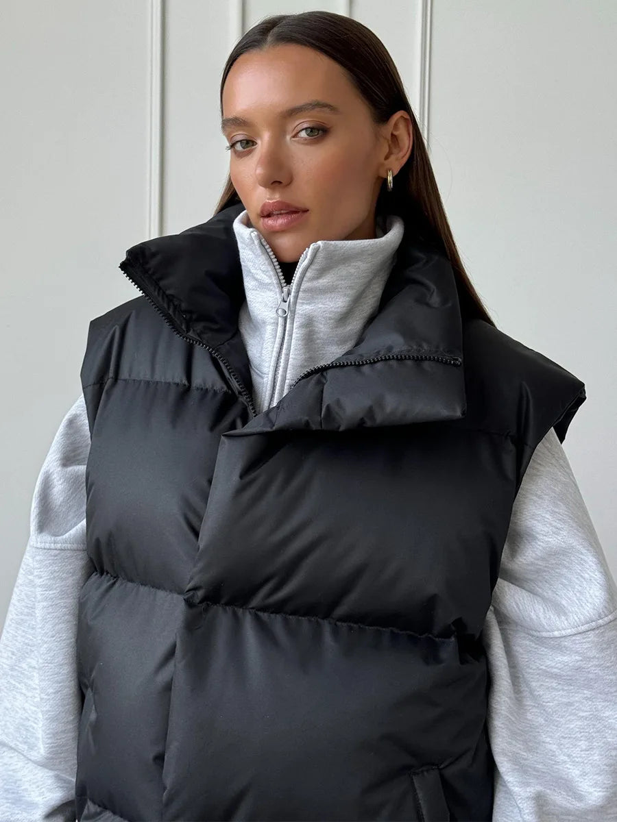 Talenza Damen-Weste aus Baumwolle, neu, ärmellos, sportlich, lässig, einfarbig, Winter, warme Weste, Jacke, Weste, Damen-Baumwolljacke