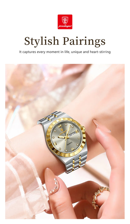 POEDAGAR Luxury Original Ladies Watch Luminous Waterproof Week Date Woman Wristwatch Stainless Steel Women Quartz Watches Female.