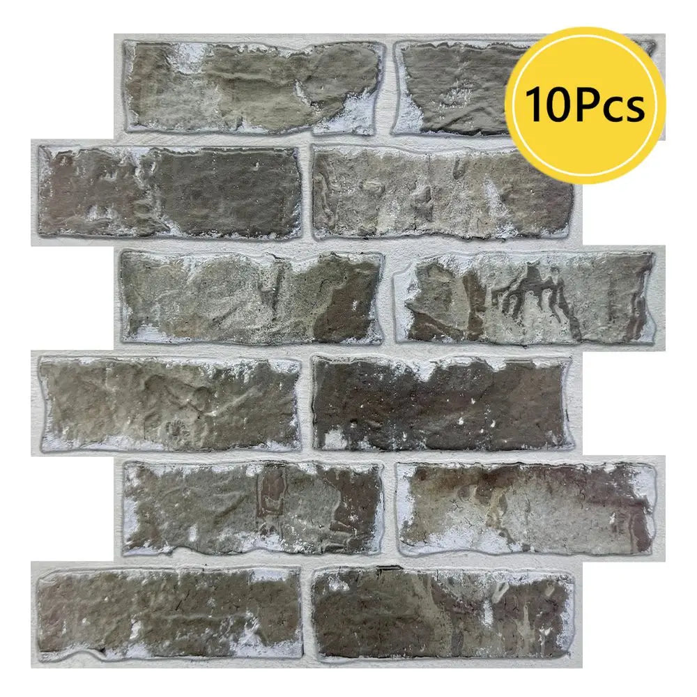 10 Pcs 3D Wall Panel Peel and Stick, 3D Brick Wall Sticker, Kitchen Adhesive Sticker, Tiles Stickers Waterproof