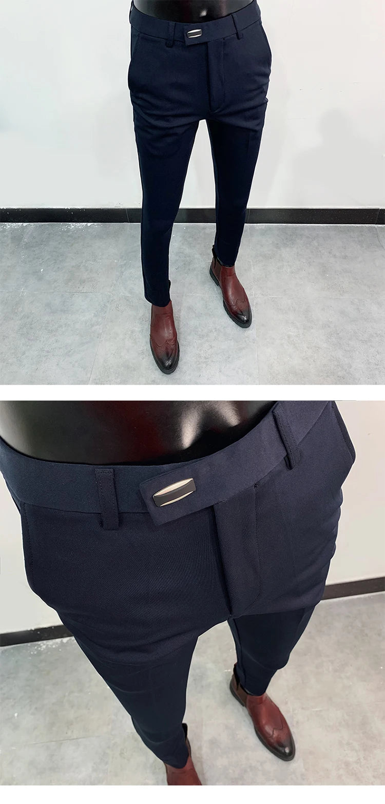 Men Suit Pants Formal Trousers Stretch Slim Pantalone Hombre Calça Masculina Solid Color Casual Dress Pants Fashion Men Clothing