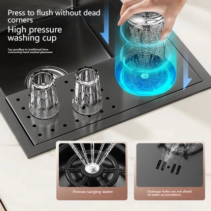 Stainless Steel Hidden Sink Bar Kitchen Sinks Small Single Slot with Lid Touring Car Multifunctional Wash Basin Balcony Garden