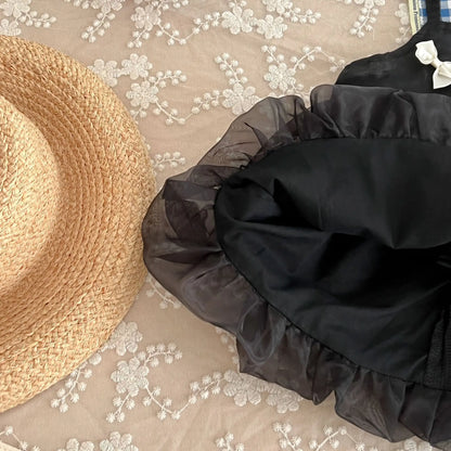 Neu im Sommer Neugeborene Baby Prinzessin süße Kleidung Sling Kleider Schleife Shorts solide Weste Body Kurzarm Kleid Kinder