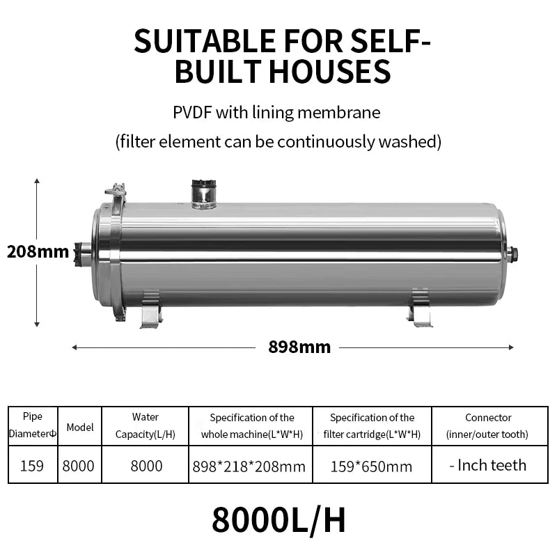 DIVEDEER Stainless Steel Water Purifier for Household Use Rural Groundwater Yellow Mud Water Well Water Ultrafiltration Filter