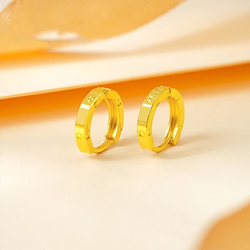 Trend Ear loops Shining Real 18k Gold Ear Buckle for Woman High-quality Luxury AU750 Earring Party Banquet Fine Jewelry.