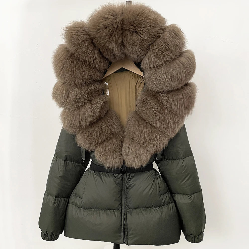 OFTBUY 2025 Winter Kleidung Puffer Jacke Frauen Echt Fox Pelz Mit Kapuze Dicke Warme 90% Weiße Ente Unten Mantel Weibliche Parkas wasserdicht
