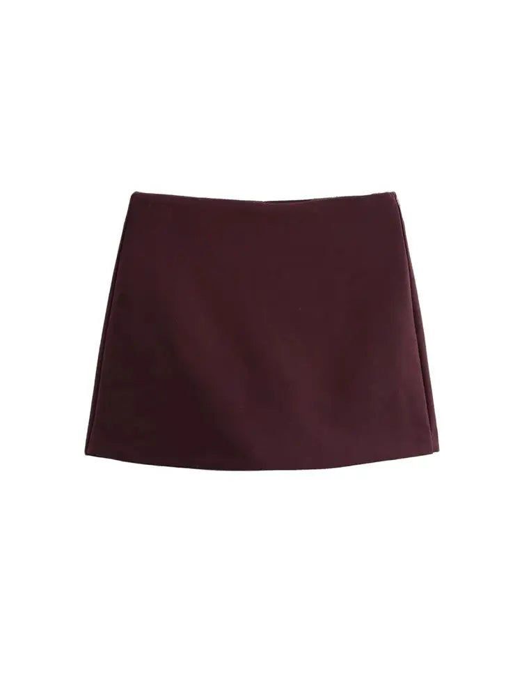 High Waist Solid Skort for Women Fashion Side Zipper Female Shorts Skirts Mujer.