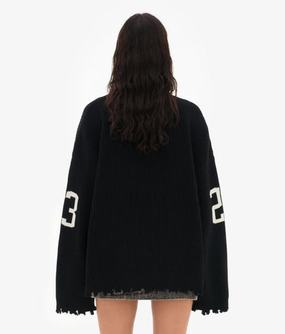 Trendy Lose Brief Jacquard Gestrickte Pullover frauen 2025, Herbst Neue Highstreet Grau Schwarz Weichen Pullover Hottie Vielseitige Stücke