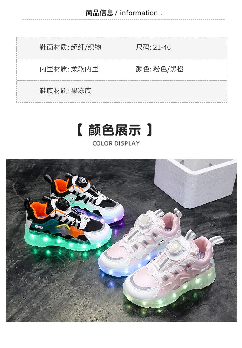 Children Fashion Kids Led Shoes for Girls Usb Charging Sneakers Outdoor Sport Footwear Boys Luminous Shoes 2023 Glowing Sneakers.