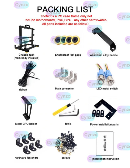 DIY  Gamer Cabinet ITX MATX ATX Open Computer Case Frame Aluminum Alloy Desktop Portable PC Rack DIY Personalized Chassis.