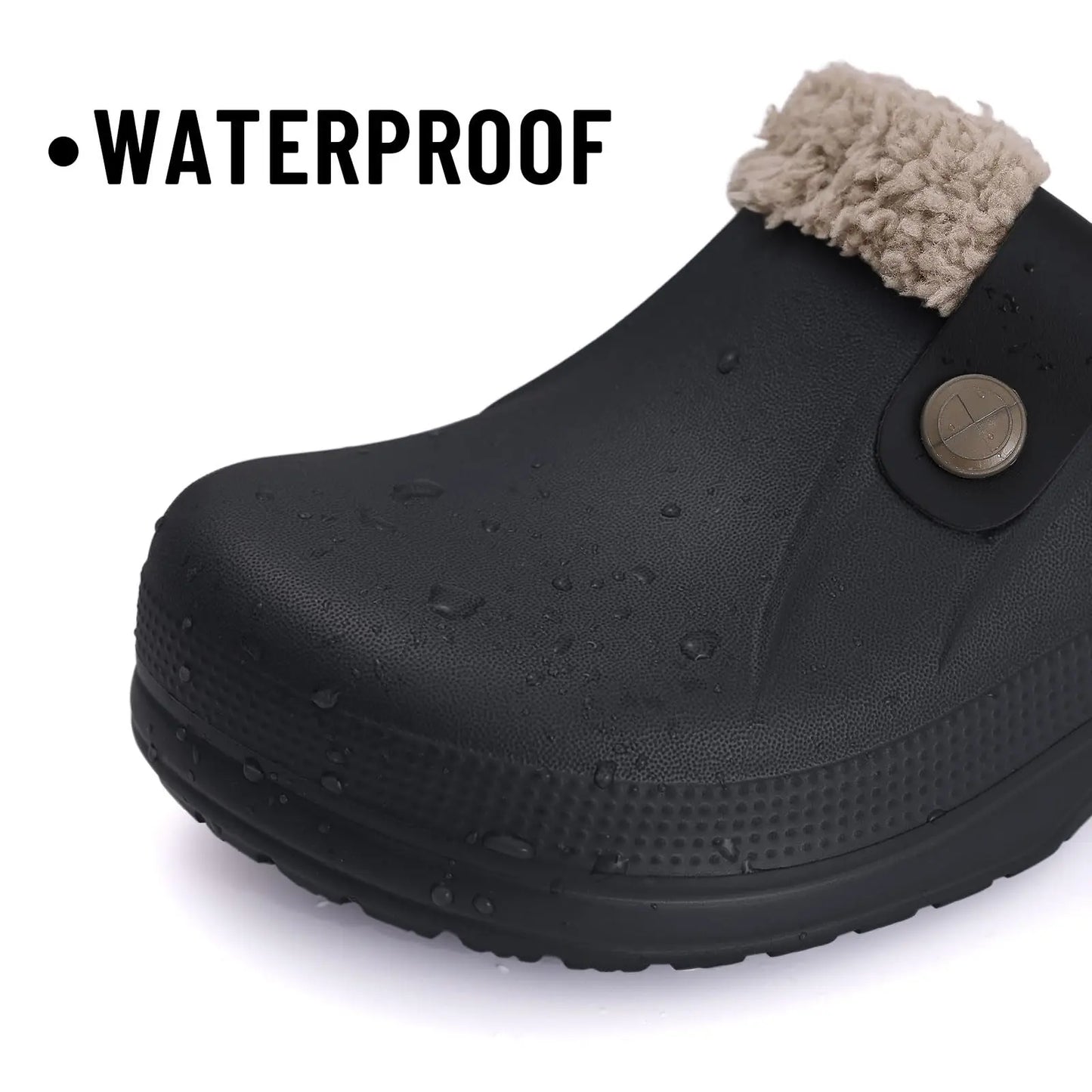 Eyriphy Classic Fur Lined Clogs For Women Waterproof Winter Fuzzy Slippers Mens Cotton Shoes For Indoor And Outdoor Rubber Soles.