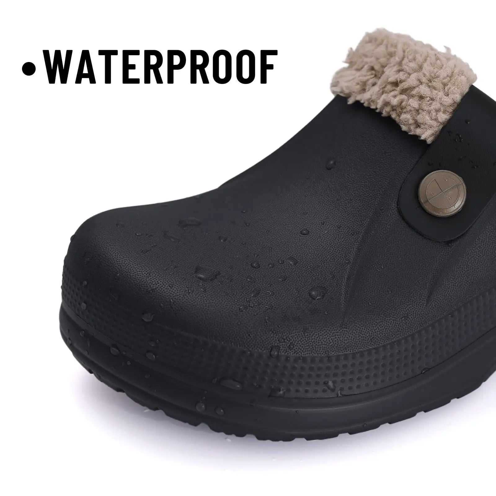 Eyriphy Classic Fur Lined Clogs For Women Waterproof Winter Fuzzy Slippers Mens Cotton Shoes For Indoor And Outdoor Rubber Soles.