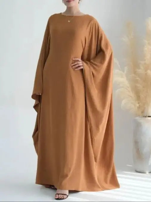 Muslim Women Arabic Dubai Abaya Plus size adjustable Waist Long Dress Modest Kaftan Robe Imitation Linen Femme Islam Clothing.