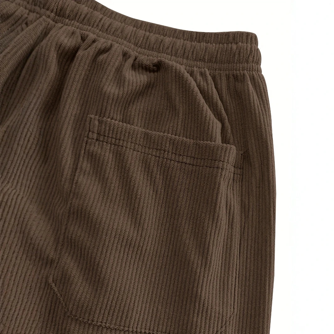 Neue Frühlings- und Herbst-Cord-Freizeithose für Herren, einfarbig mit Kordelzugtaschen, atmungsaktiv und bequem, geeignet für.