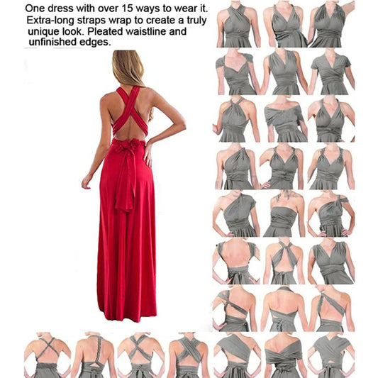 Sexy Frauen Multiway Wrap Cabrio Boho Maxi Club Rotes Kleid Verband Langes Kleid Party Brautjungfern Infinity Robe Longue Femme