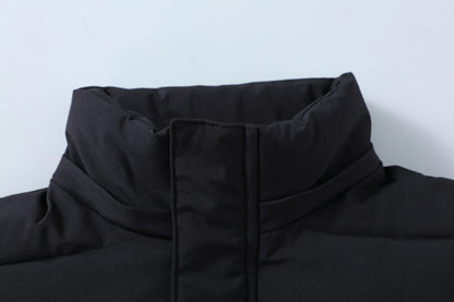 Compass Button Patch Style Men's Stand-up Collar Down Cotton Casual Vest Windproof Men's Jacket Slim Men's Hooded hat Wear.