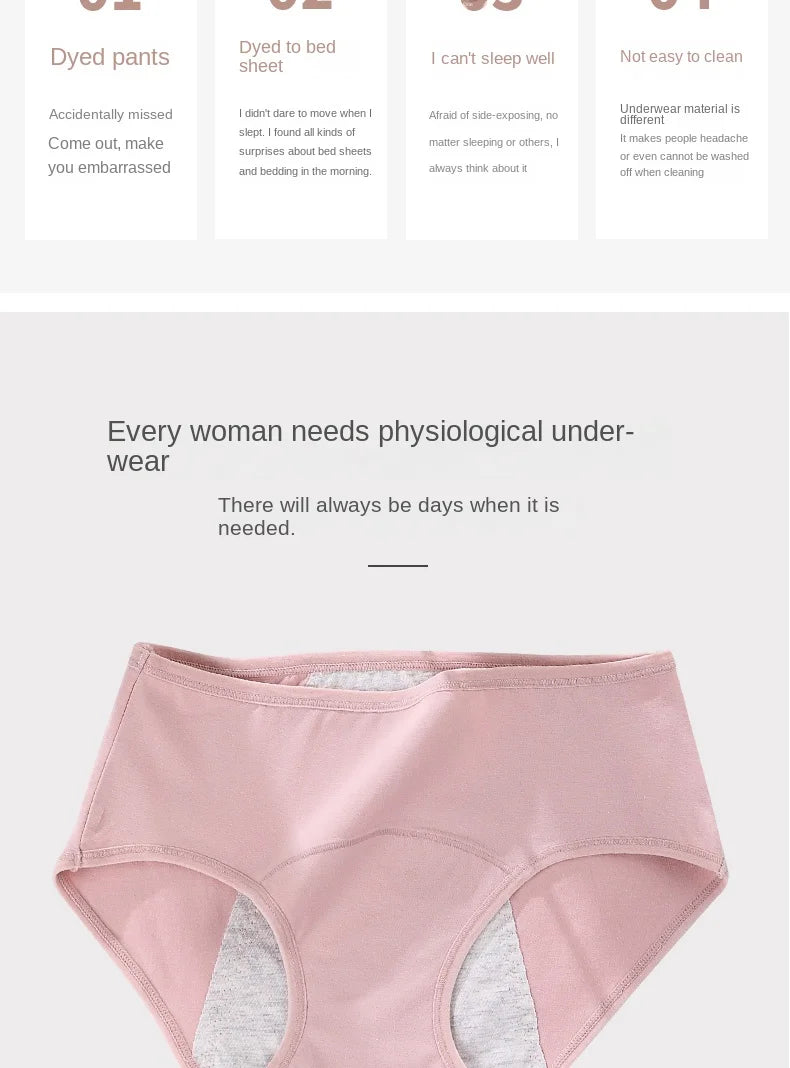 3PCS/set Women's menstrual briefs large flow postpartum water absorption leakproof briefs women's pure cotton menstrual briefs.