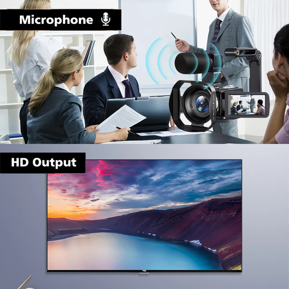 8K Digital Photography Camera 48MP Handheld DV 18X igital Zoom Camera Recorder 3'' LCD Touch Screen Portable Recording Camcorder.