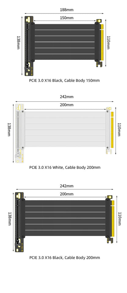 TEUCER PCI-E 4.0 X16 Riser Cable Video Card Extension Shielded Flexible 90° Mounting GPU Extension Cord Black/White.