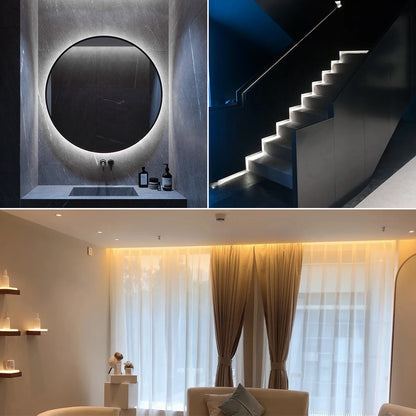 Waterproof COB LED Strip Lights 24V Flexible Neon Light Black Silicone Tube Linear Dimmable Lighting with Touch Sensor Switch.