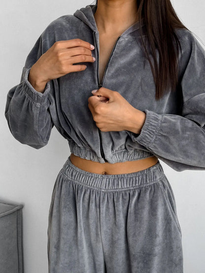 Fall Winter Women's Fashion Hooded Stand Collar Sweatshirt Set Casual Loose Fit Two Piece Streetwear Lounge Gym Ourdoor Outfit